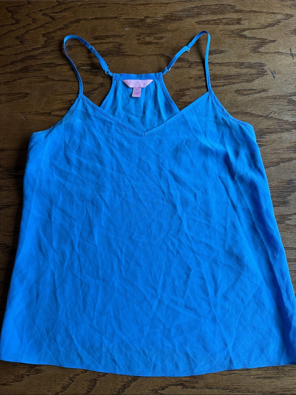 Lilly Pulitzer Bright Blue Silk V-Neck Spaghetti Strap Tank